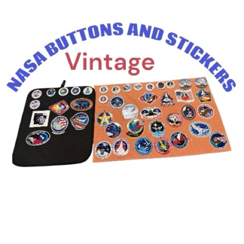 NASA buttons & Sticker Vintage Space Mission Patch Set excellent condition